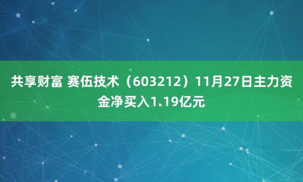 共享财富 赛伍技术（603212）11月27日主力资金净买入1.19亿元