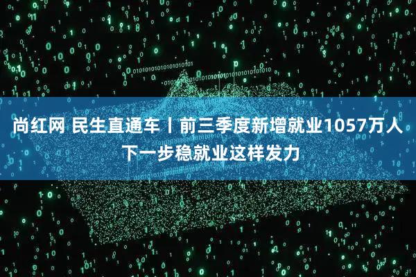 尚红网 民生直通车丨前三季度新增就业1057万人 下一步稳就业这样发力